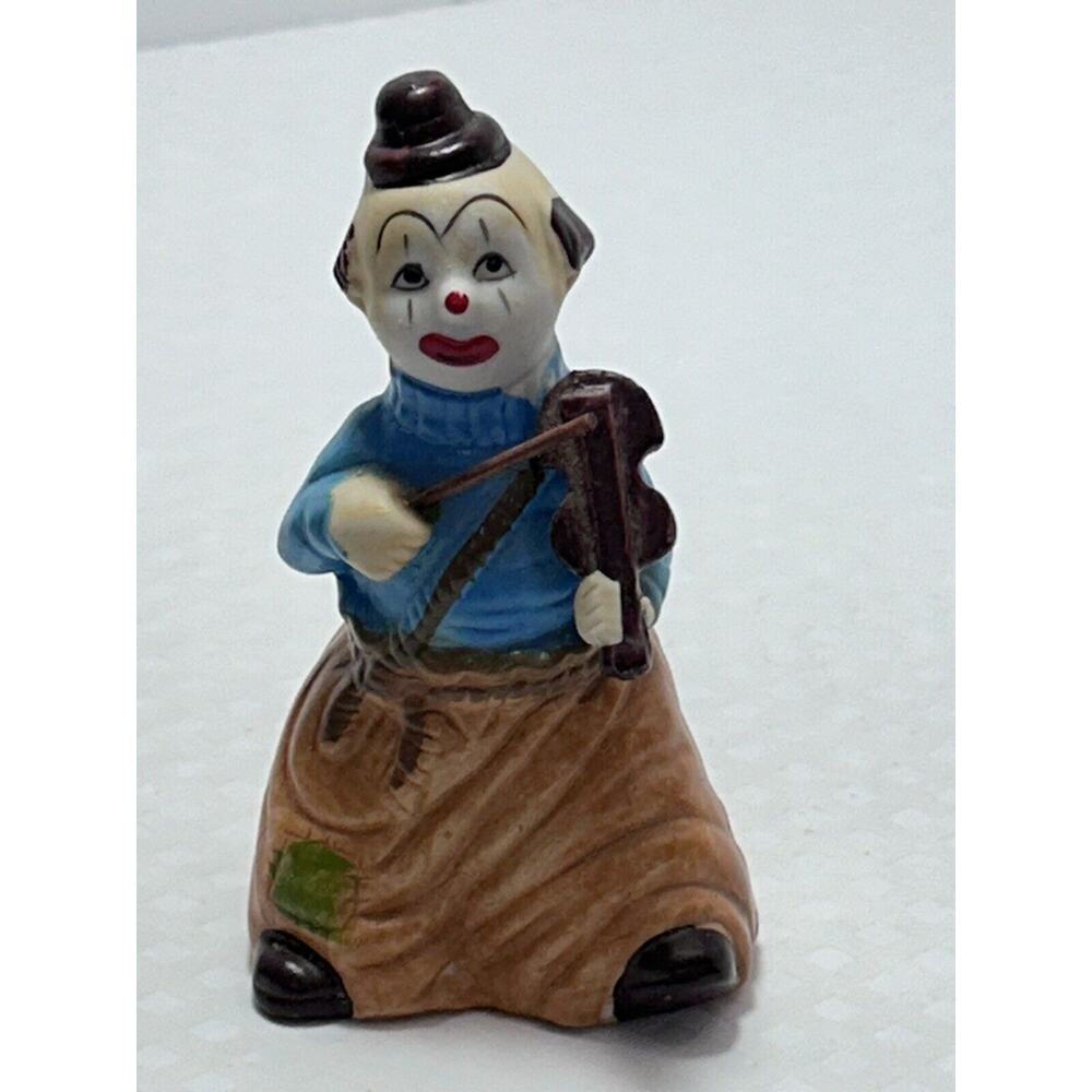 Vintage Happy Violin Hobo Clown‎ Porcelain Figural Bell J.S.N.Y., Taiwan, 4.5”